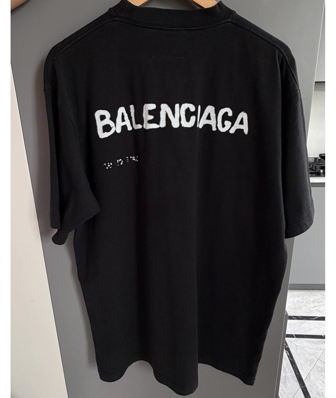 BALENCIAGA Черная хлопковая футболка, фото 2