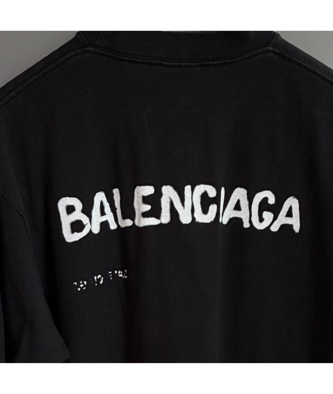 BALENCIAGA Черная хлопковая футболка, фото 4