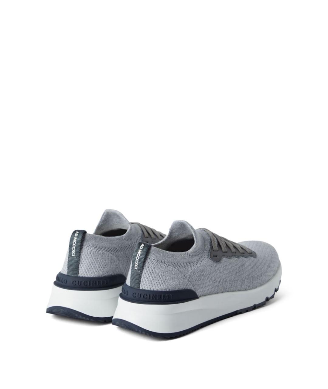 BRUNELLO CUCINELLI Серебряные текстильные низкие кроссовки / кеды, фото 3