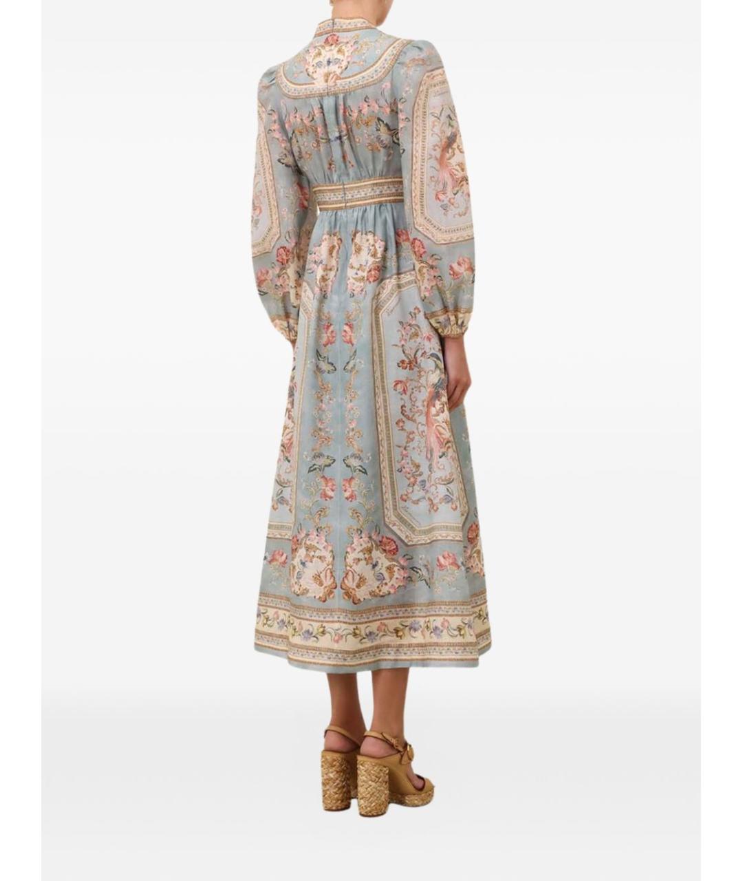 ZIMMERMANN Голубое льняное повседневное платье, фото 6