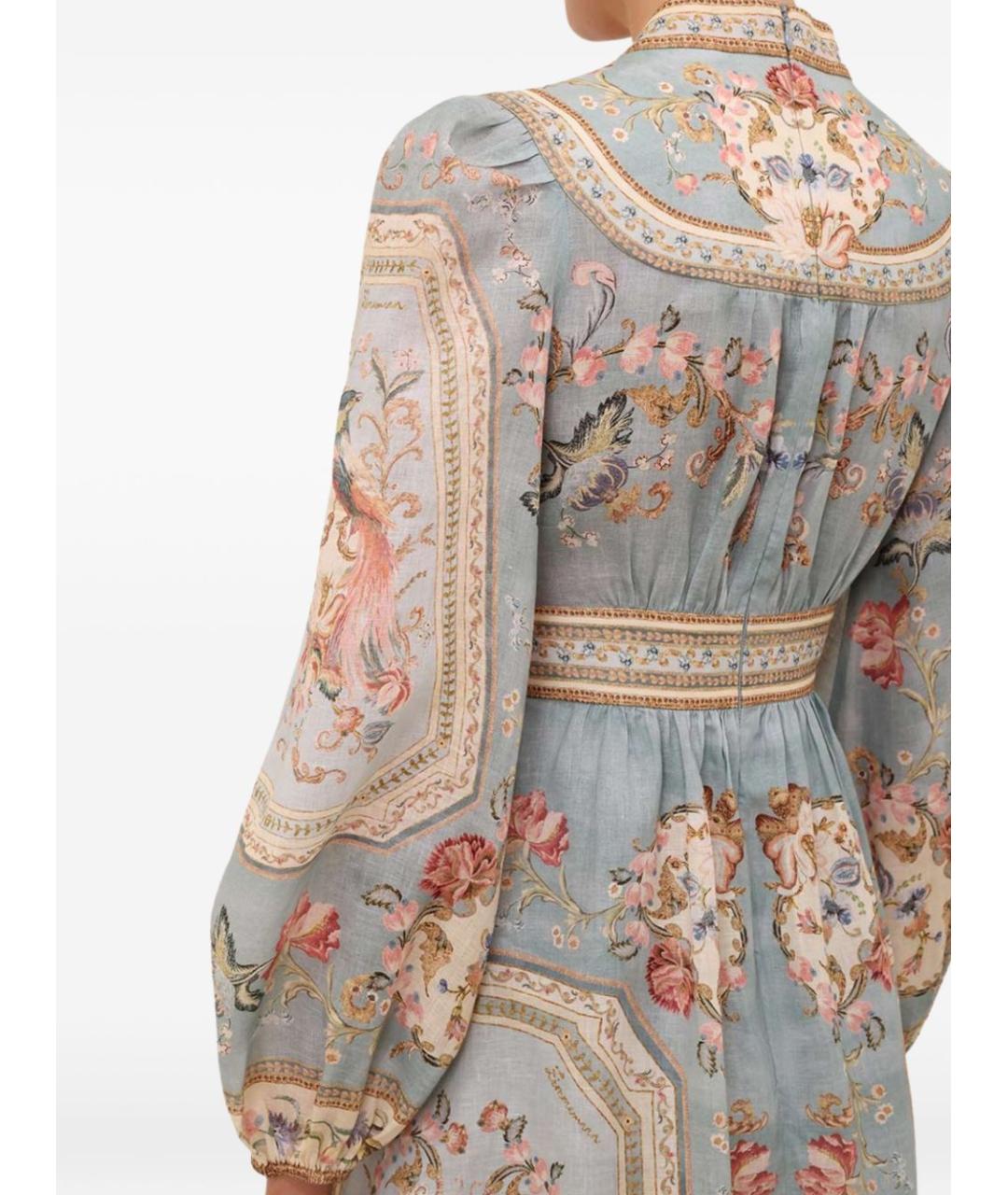 ZIMMERMANN Голубое льняное повседневное платье, фото 5