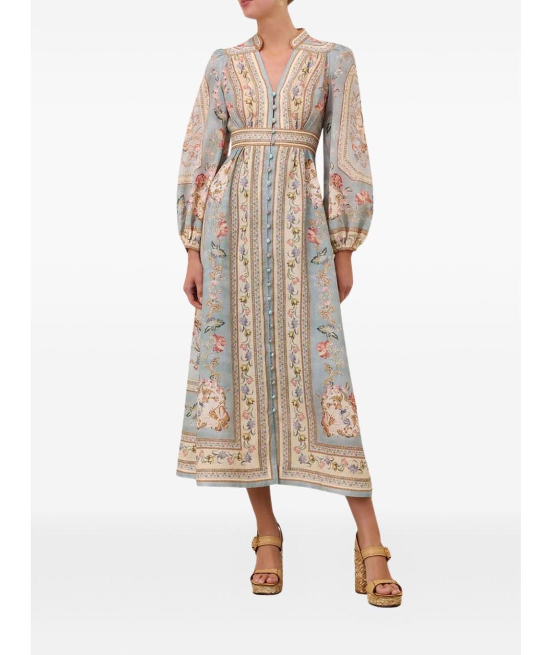 ZIMMERMANN Голубое льняное повседневное платье, фото 4