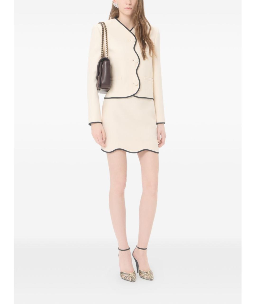 VALENTINO Бежевая шерстяная юбка мини, фото 4