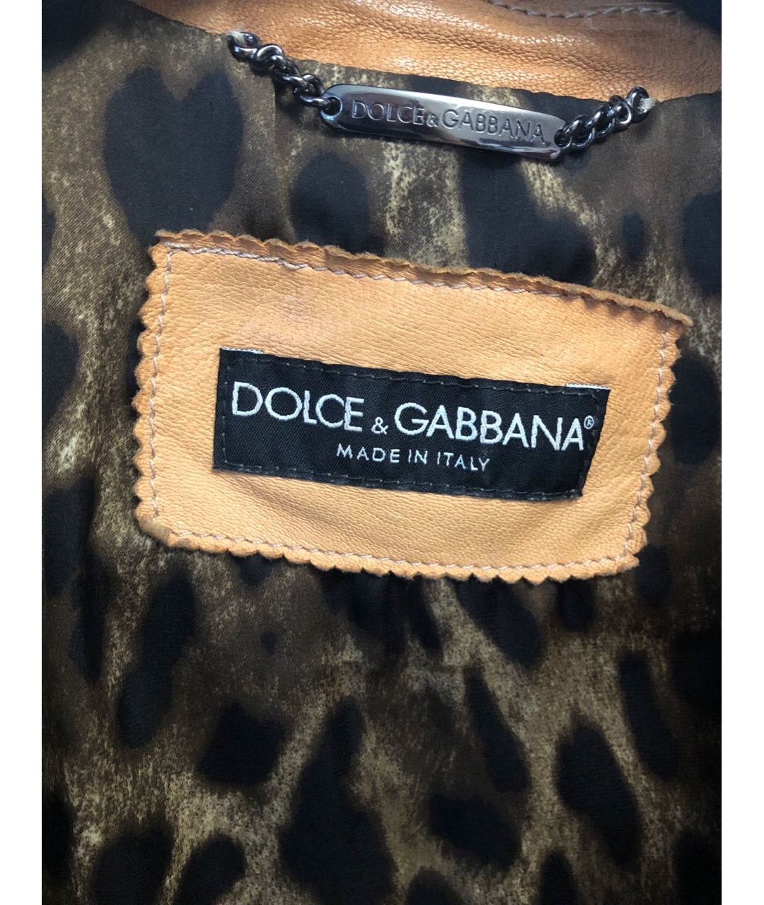 DOLCE&GABBANA Горчичная кожаная куртка, фото 5