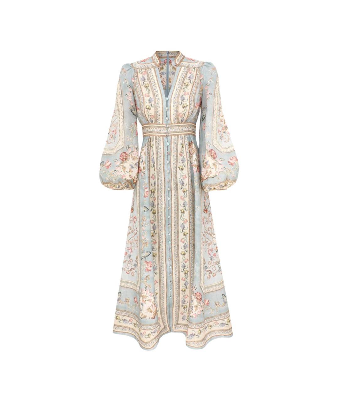 ZIMMERMANN Голубое льняное повседневное платье, фото 1