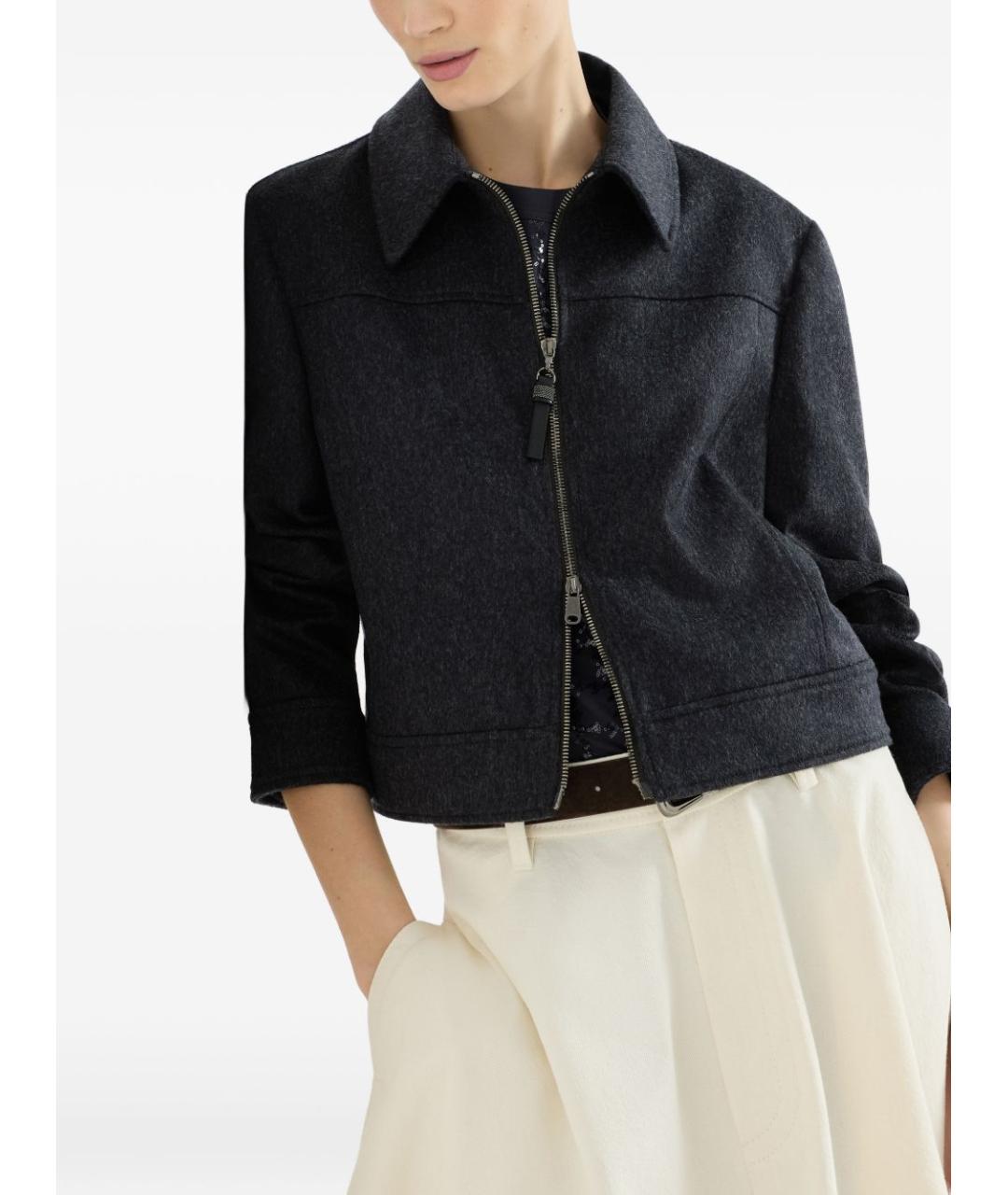 BRUNELLO CUCINELLI Антрацитовая шерстяная куртка, фото 4