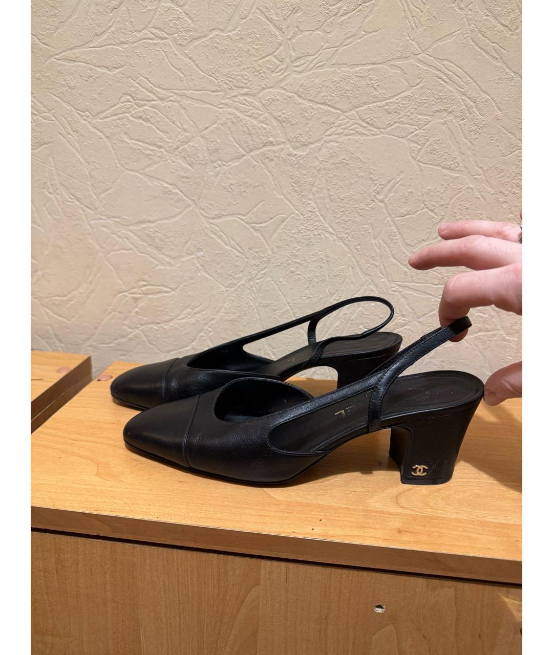 CHANEL Черные кожаные туфли, фото 5