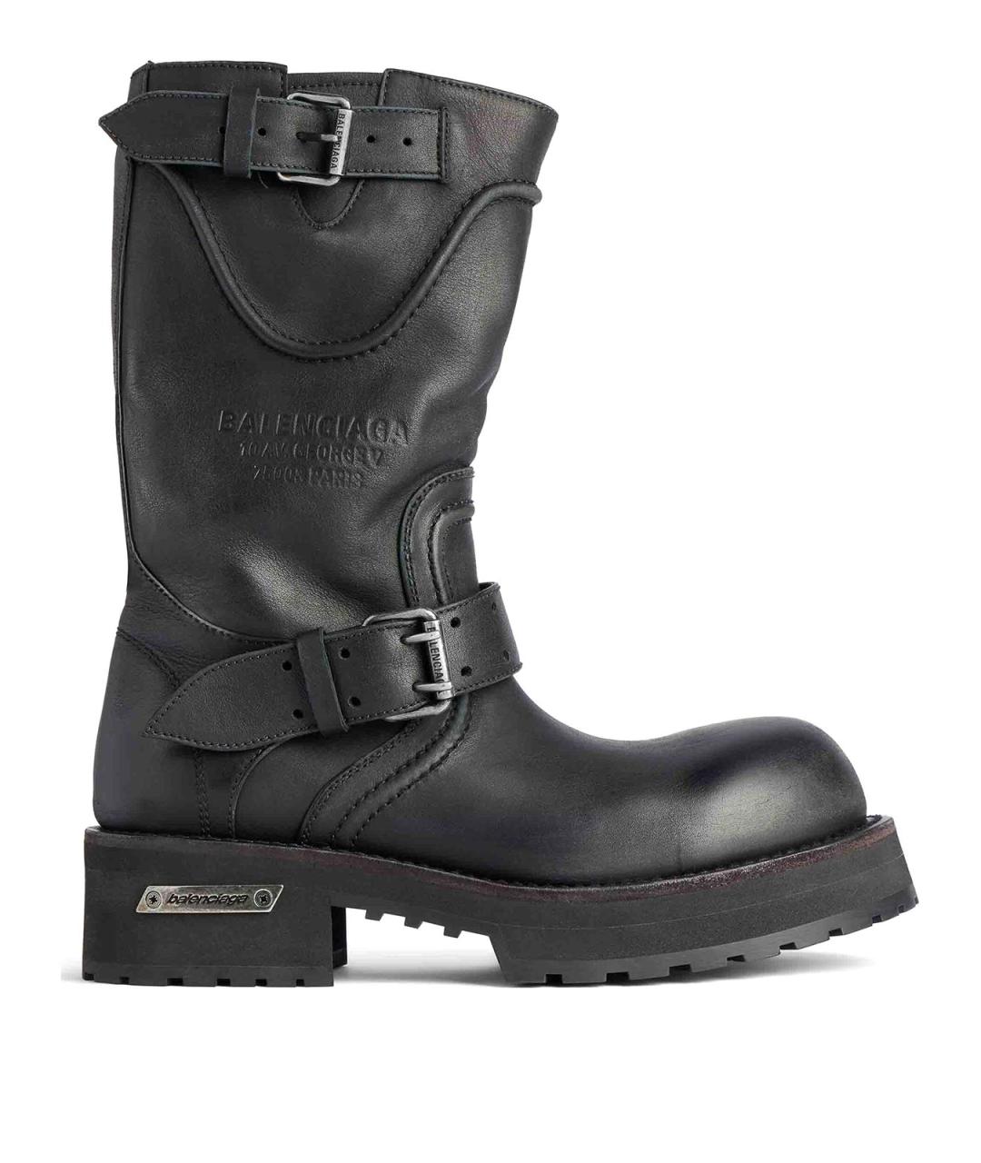BALENCIAGA Черные кожаные сапоги, фото 1