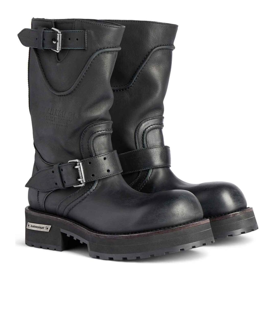 BALENCIAGA Черные кожаные сапоги, фото 2