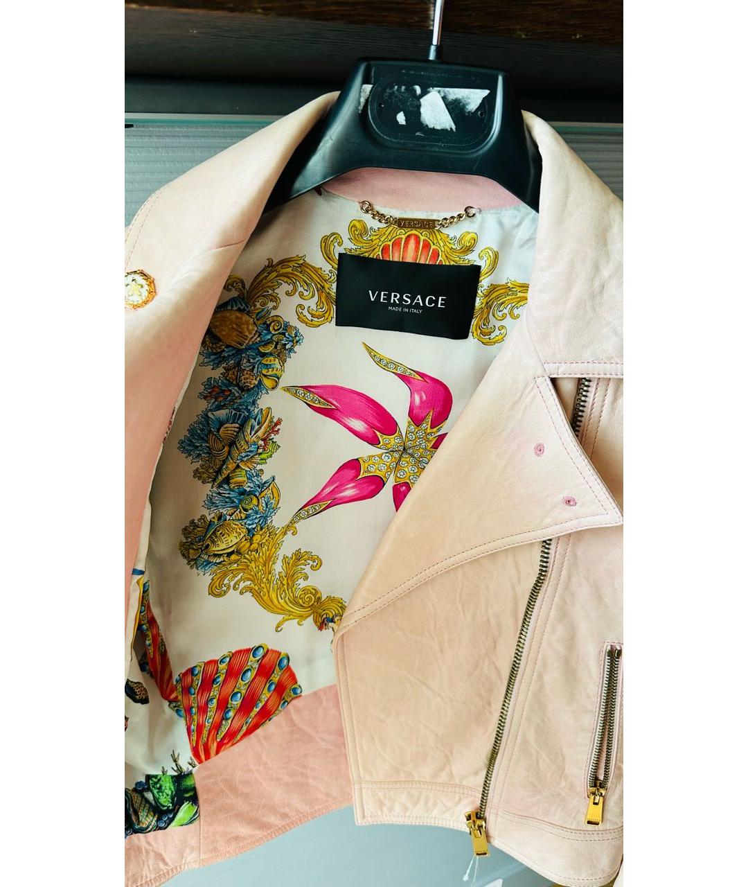 VERSACE Розовая кожаная куртка, фото 4