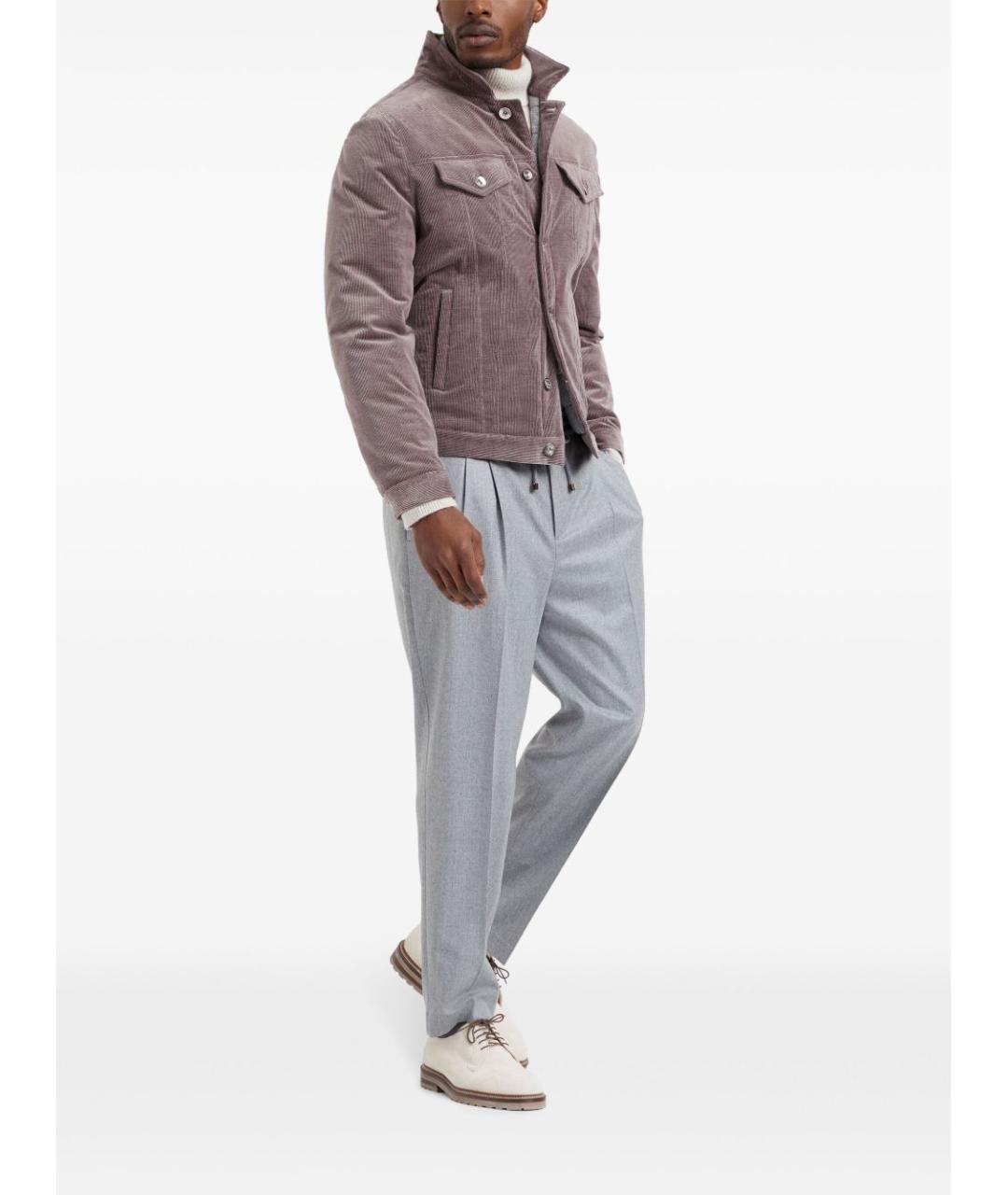 BRUNELLO CUCINELLI Серые шерстяные повседневные брюки, фото 4