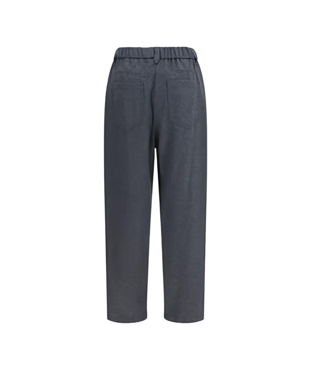 BRUNELLO CUCINELLI Антрацитовые шерстяные прямые брюки, фото 3