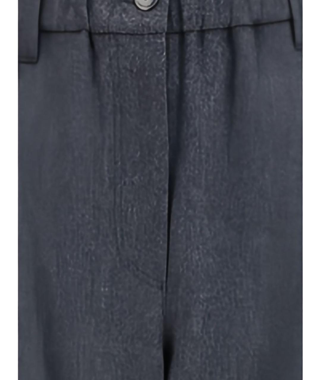BRUNELLO CUCINELLI Антрацитовые шерстяные прямые брюки, фото 2