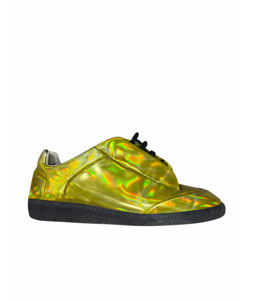 MAISON MARGIELA Золотые кожаные низкие кроссовки / кеды, фото 1