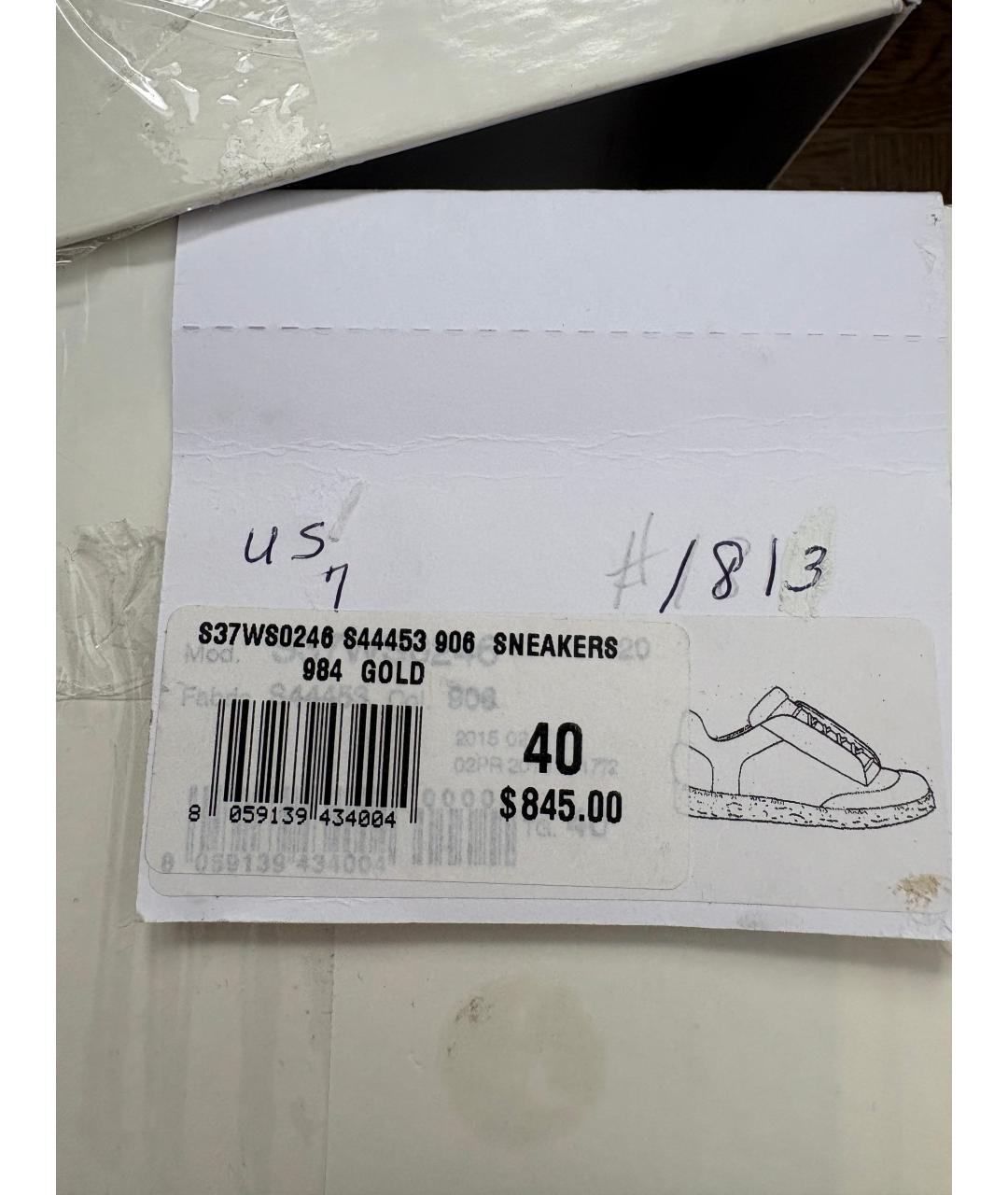 MAISON MARGIELA Золотые кожаные низкие кроссовки / кеды, фото 6