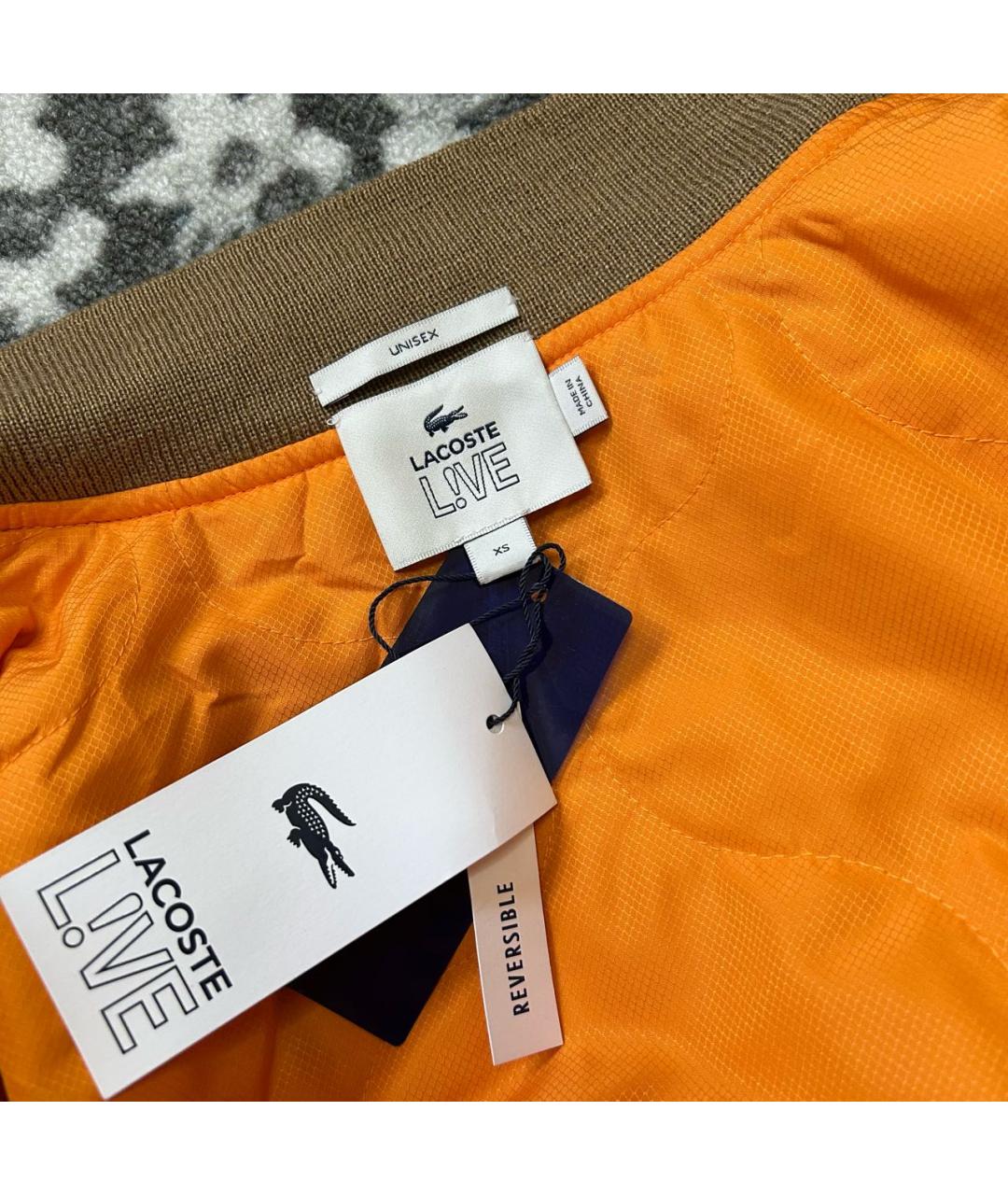 LACOSTE Золотая полиамидовая куртка, фото 5