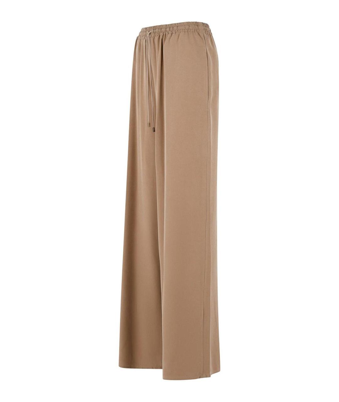 MAX MARA Бежевые шелковые брюки широкие, фото 3