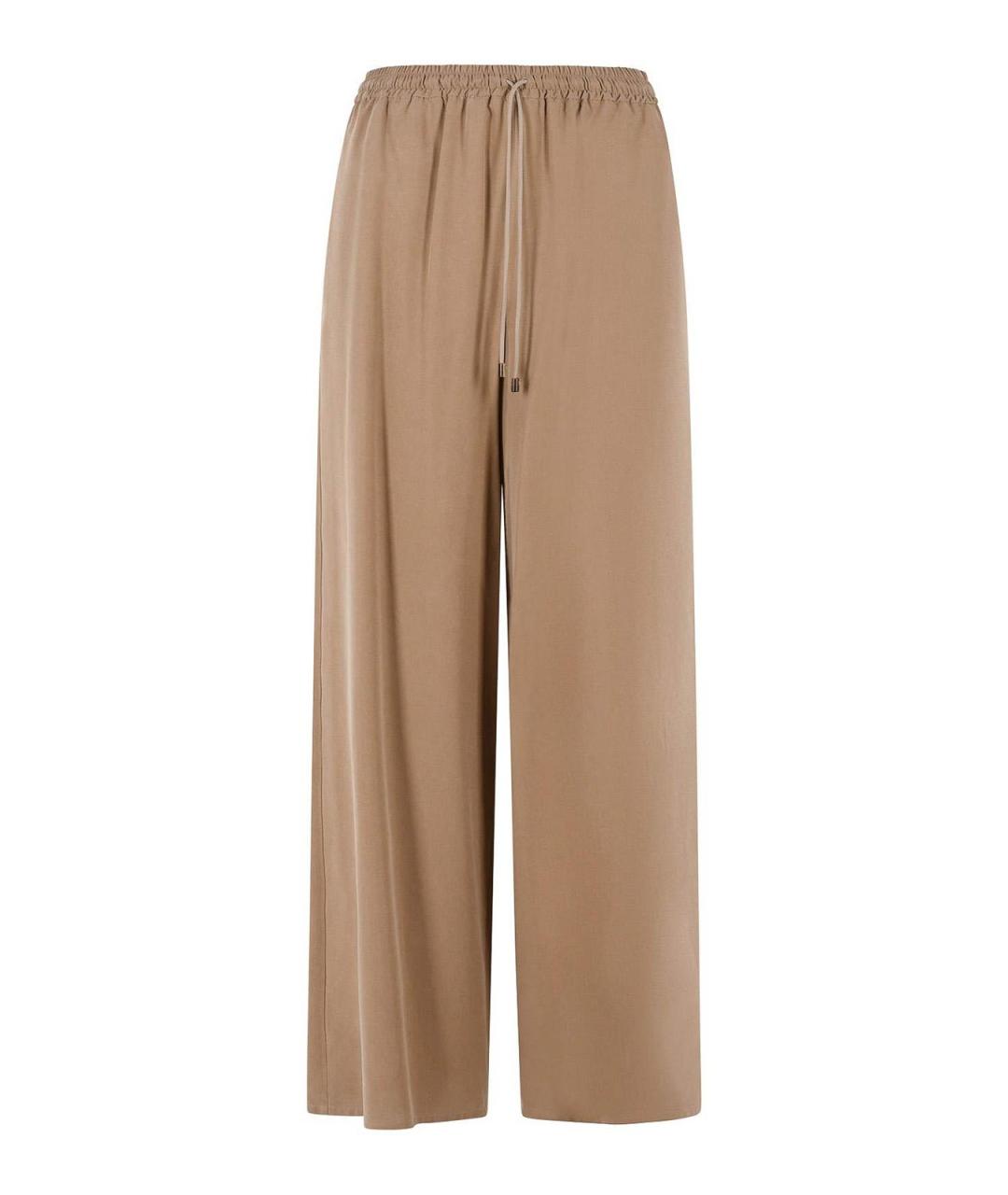 MAX MARA Бежевые шелковые брюки широкие, фото 1