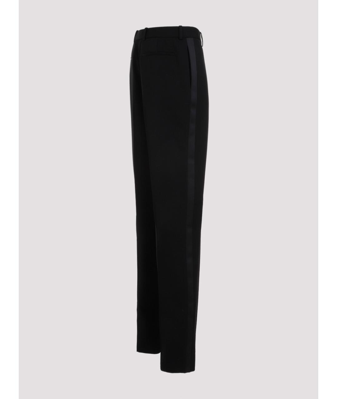 SAINT LAURENT Черные шерстяные повседневные брюки, фото 3