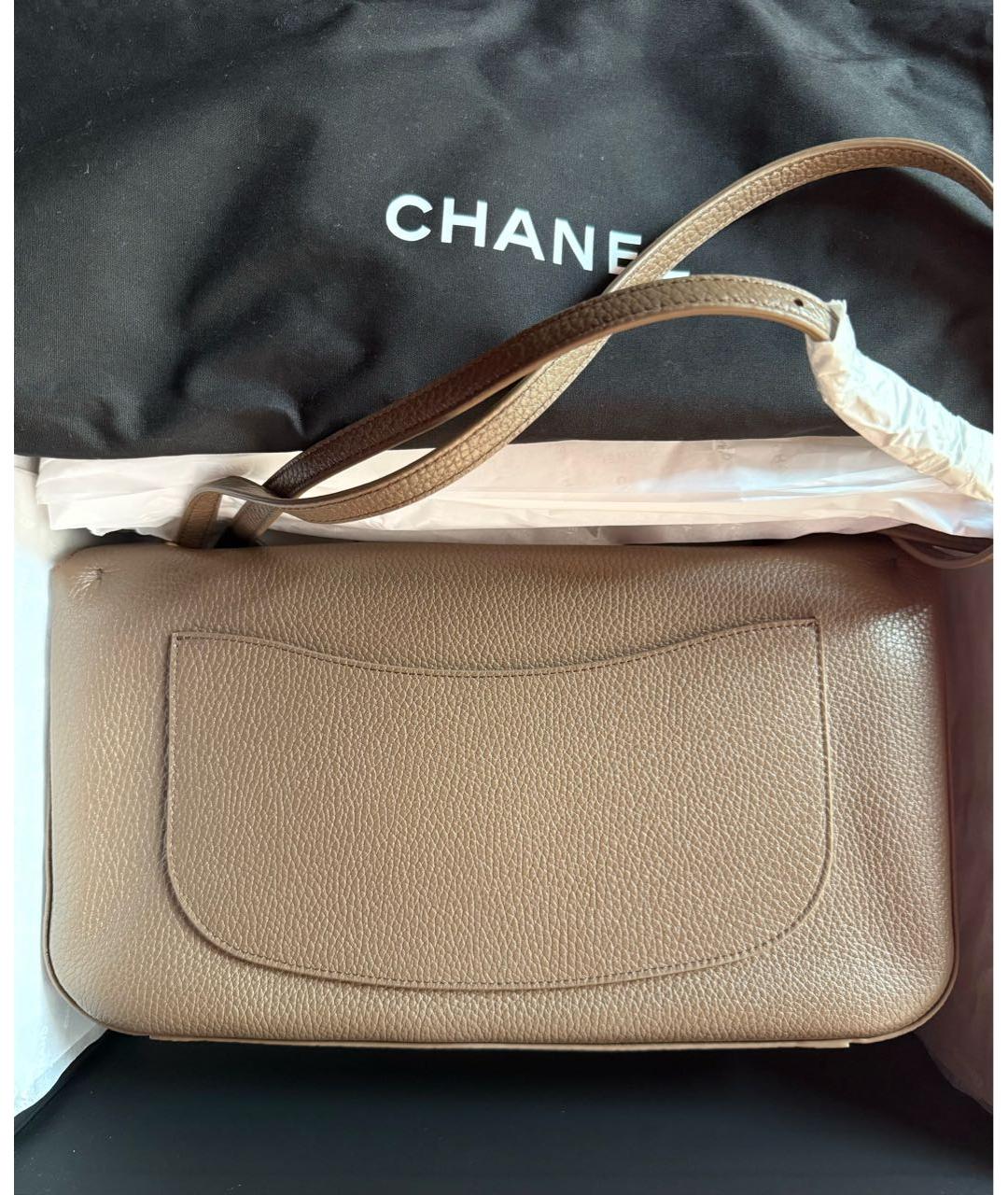 CHANEL Бежевая кожаная сумка через плечо, фото 2