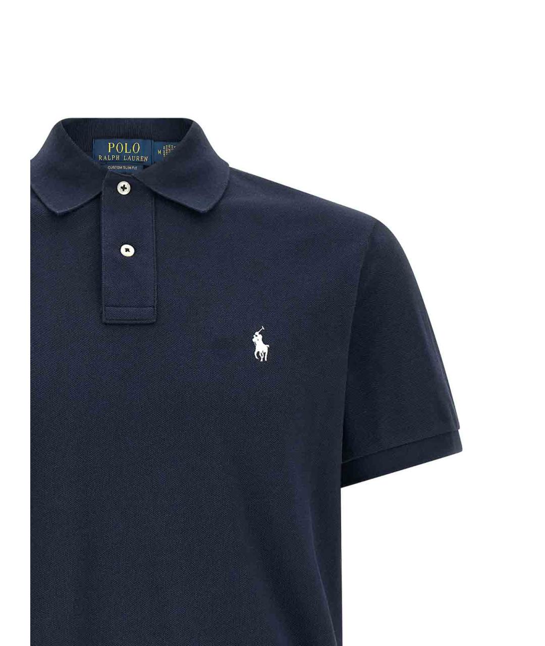 POLO RALPH LAUREN Синее хлопковое поло с коротким рукавом, фото 3