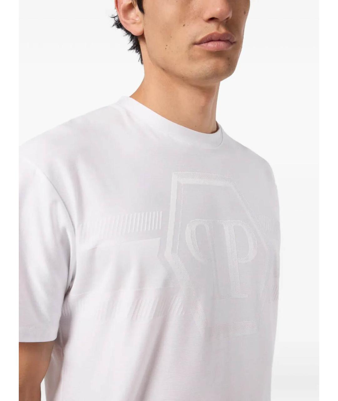 PHILIPP PLEIN Белая хлопко-полиэстеровая футболка, фото 3