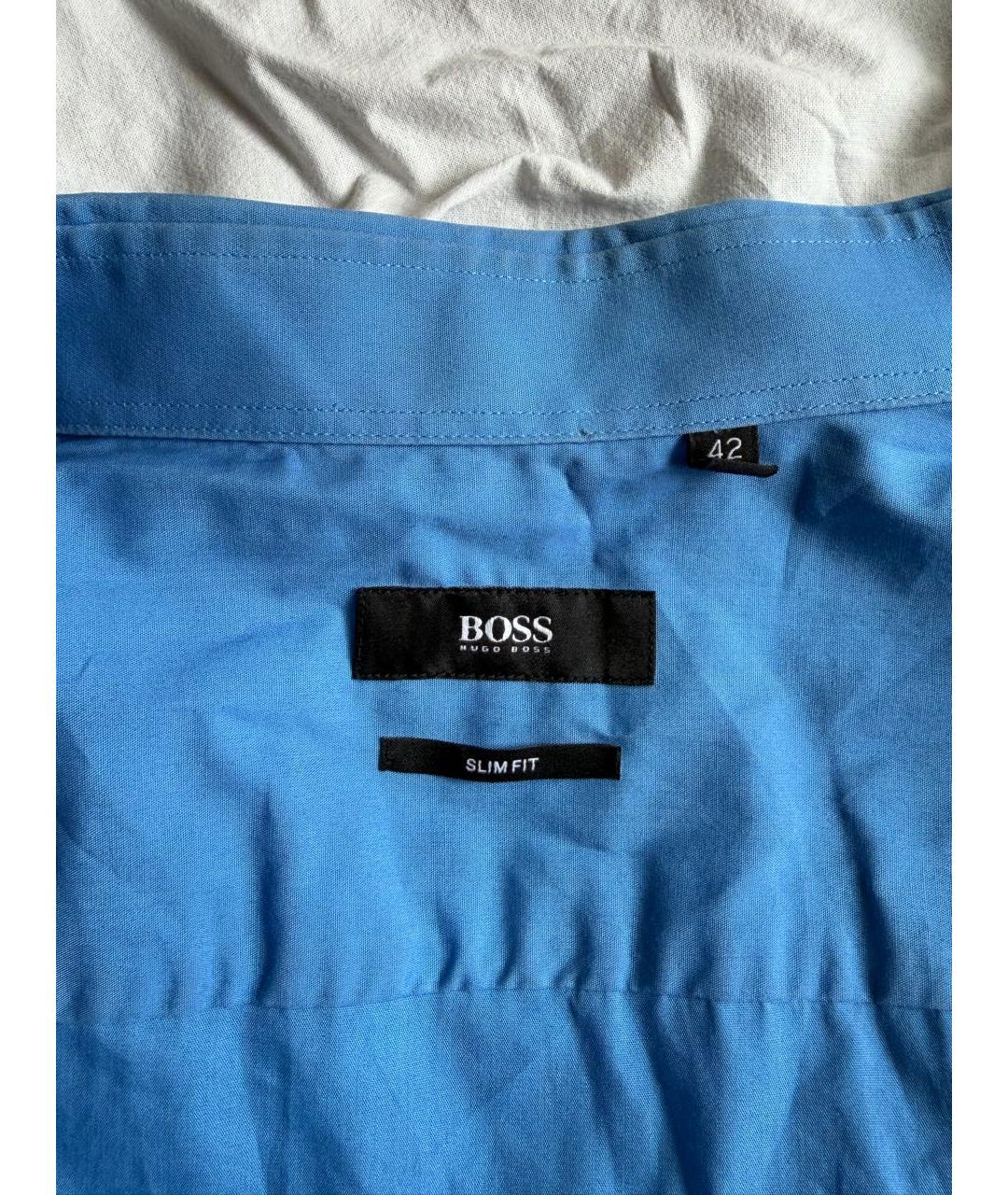 HUGO BOSS Голубая хлопковая классическая рубашка, фото 3