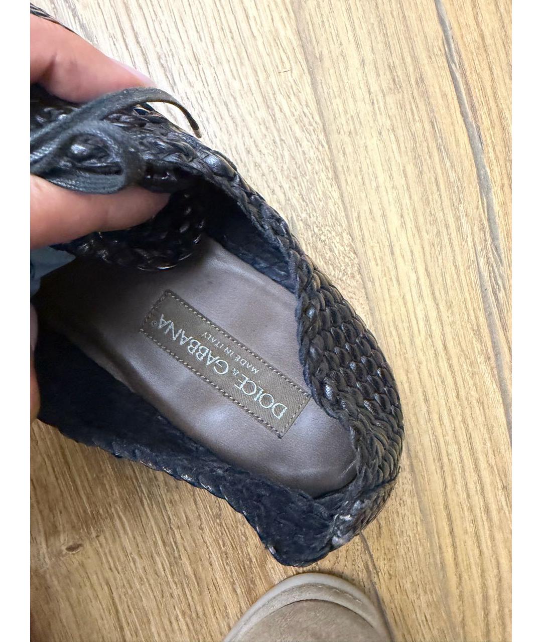 DOLCE&GABBANA Черные кожаные туфли, фото 3