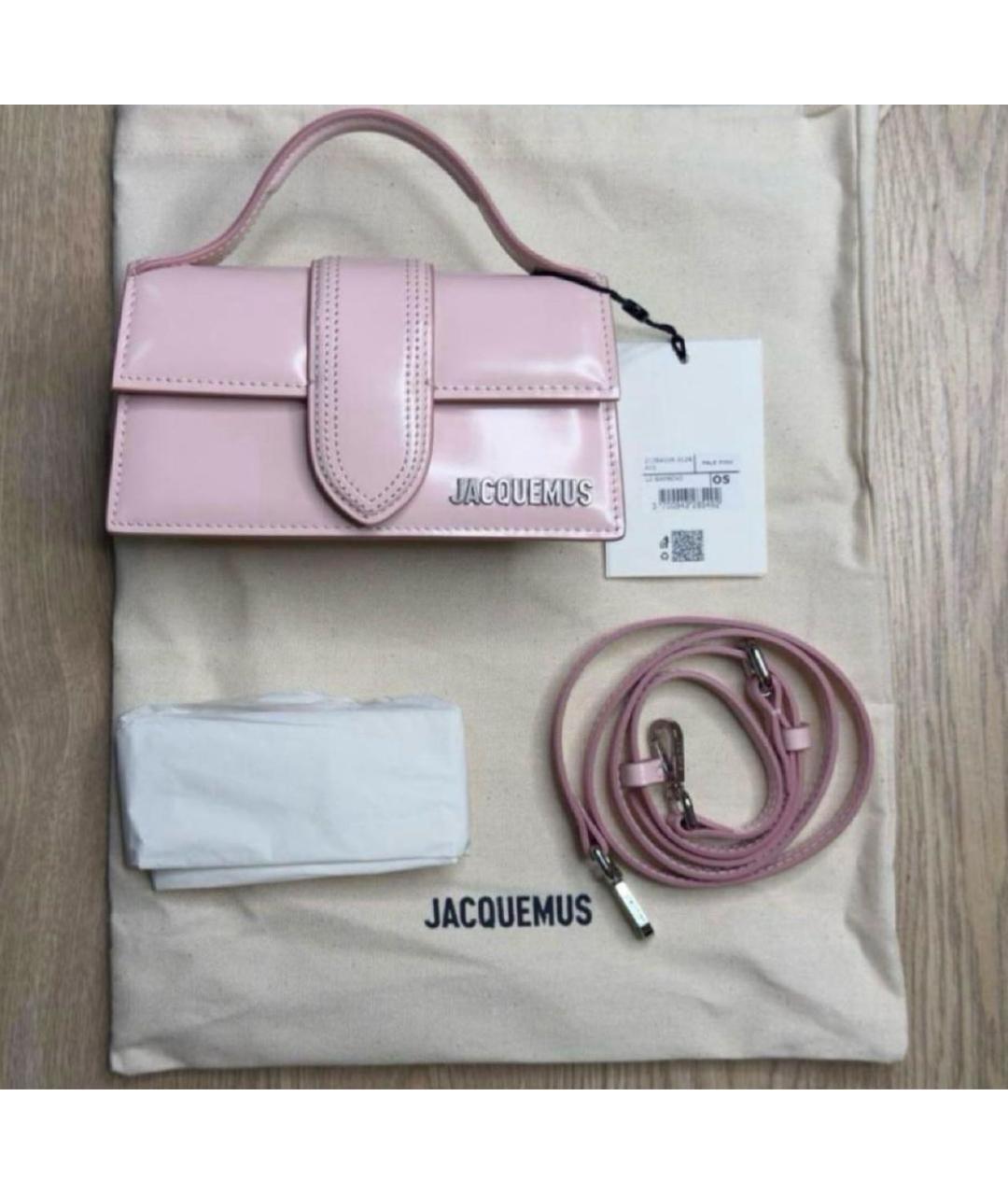 JACQUEMUS Розовая кожаная сумка с короткими ручками, фото 6