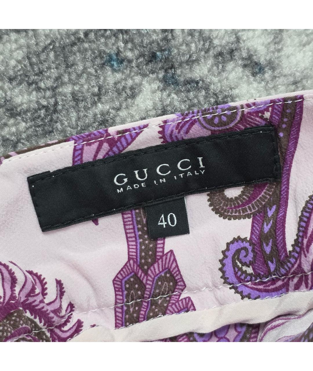 GUCCI Фиолетовые шелковые брюки узкие, фото 5