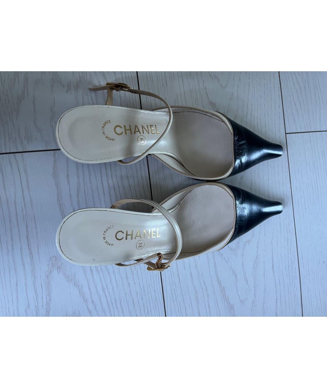 CHANEL Черные кожаные босоножки, фото 3