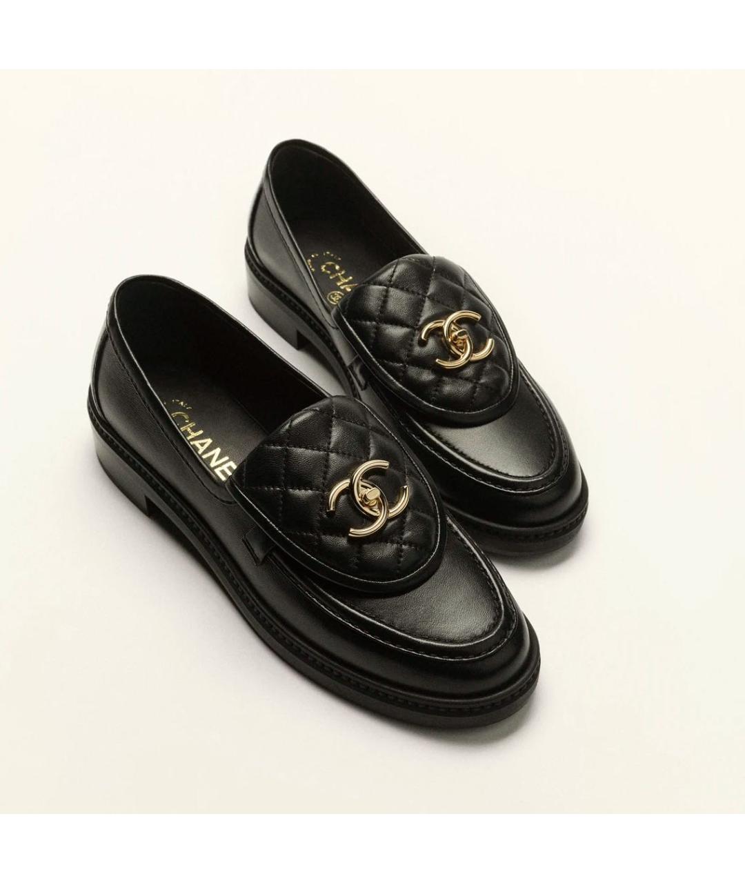 CHANEL Черные кожаные лоферы, фото 3
