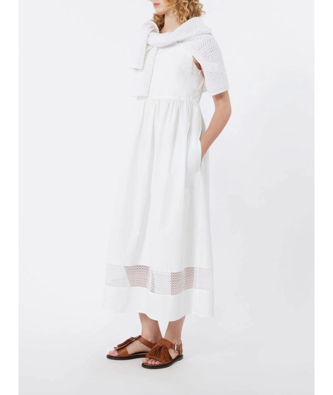 WEEKEND MAX MARA Белое хлопковое повседневное платье, фото 2