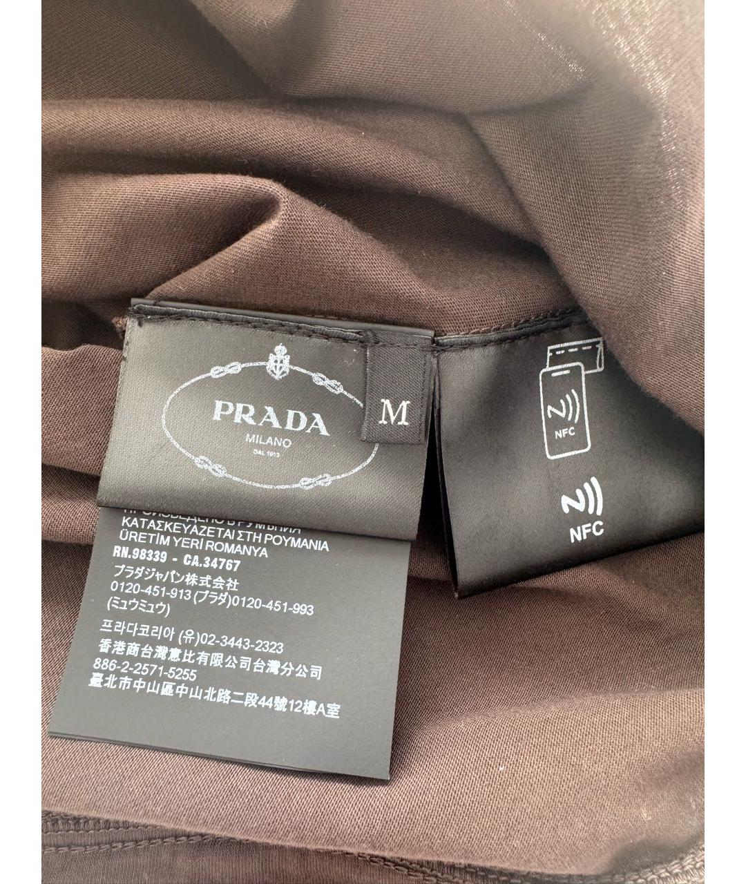 PRADA Коричневая хлопковая футболка, фото 4