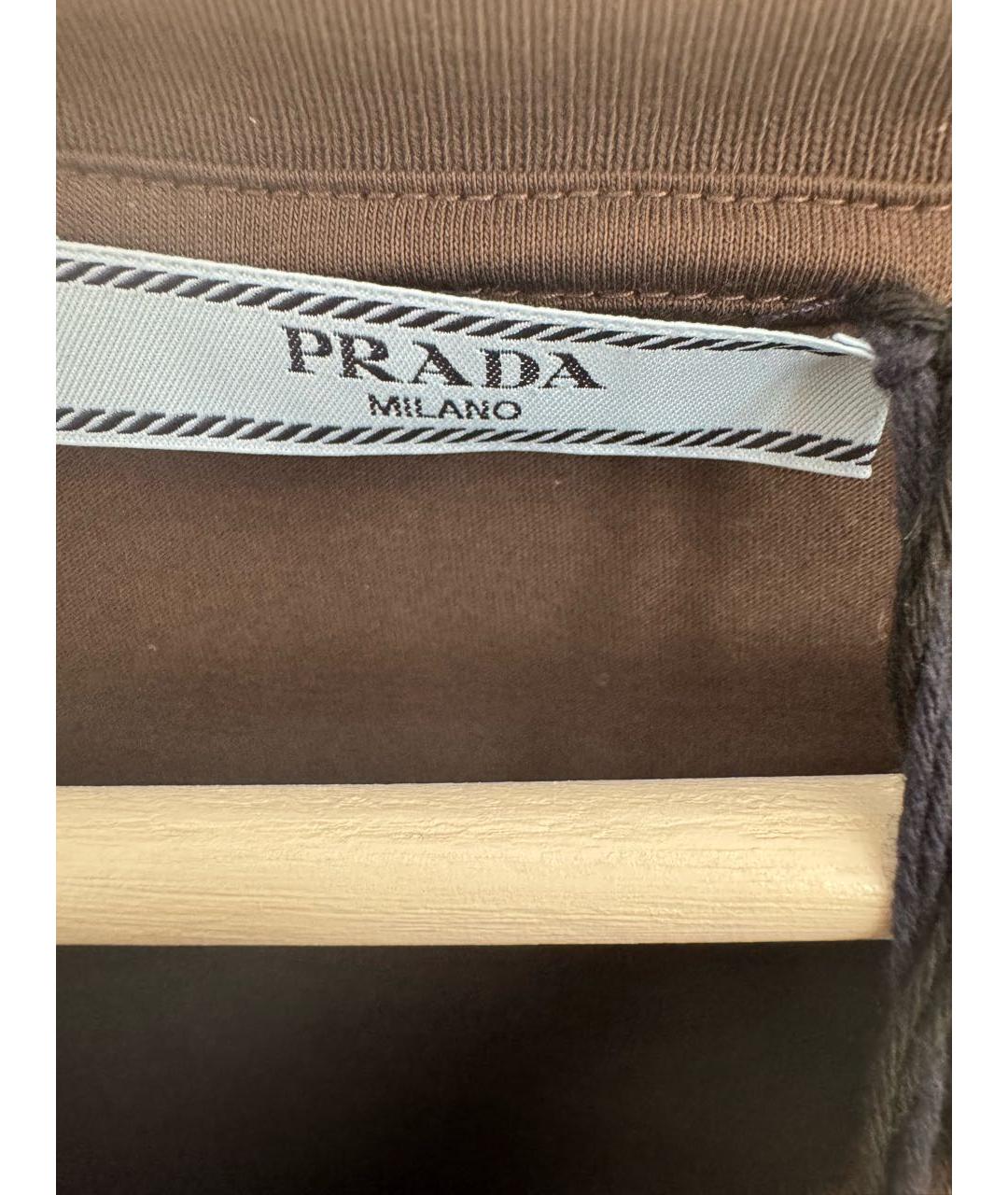 PRADA Коричневая хлопковая футболка, фото 3
