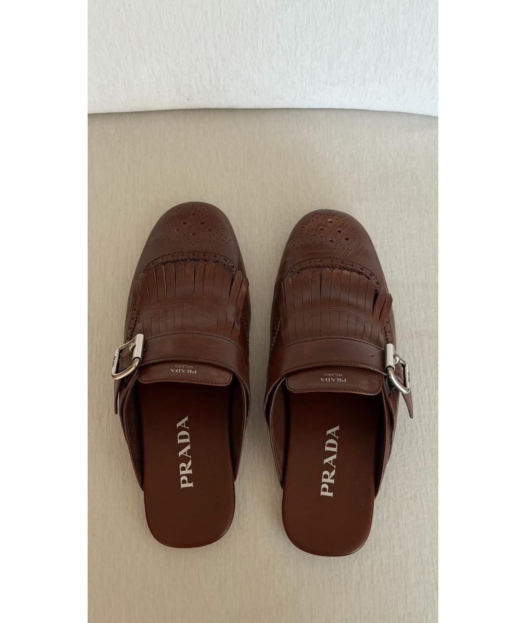 PRADA Коричневые кожаные мюли, фото 3