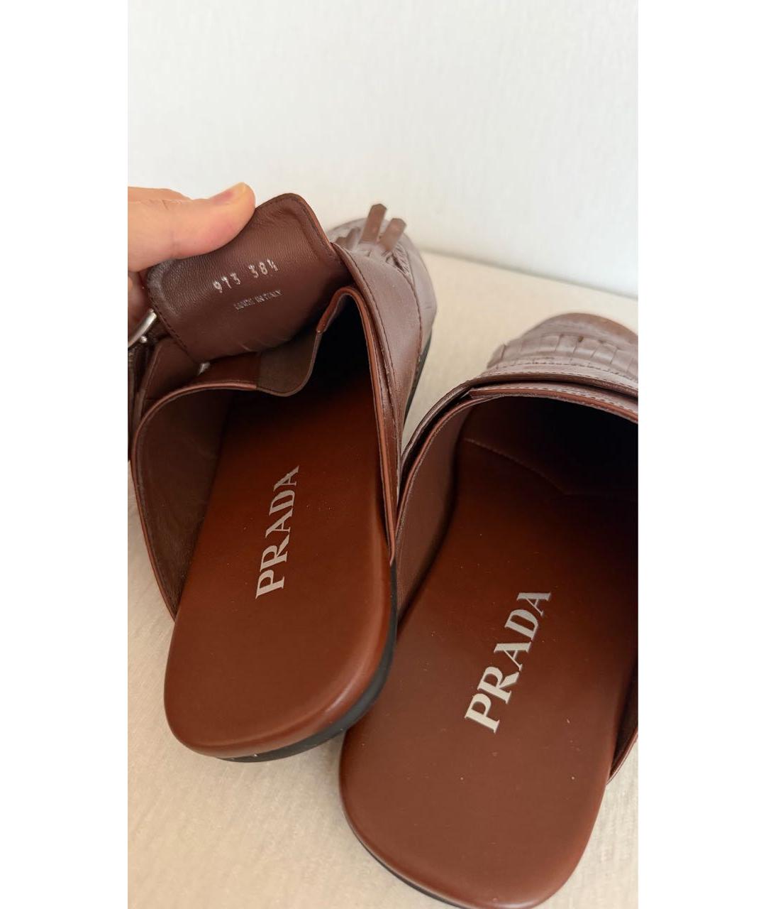 PRADA Коричневые кожаные мюли, фото 5