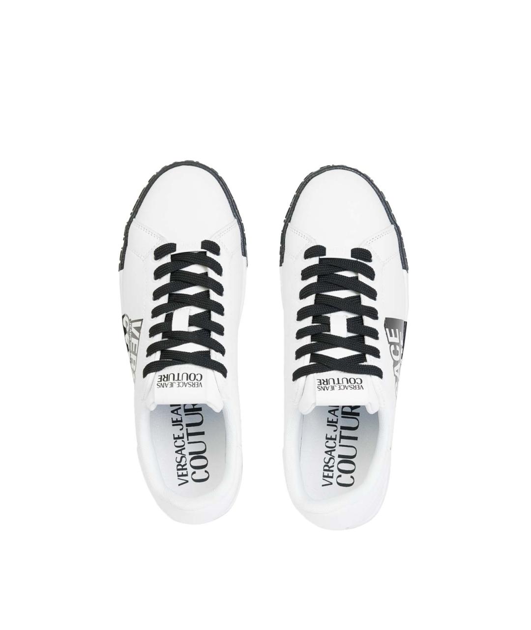 VERSACE JEANS COUTURE Белые кожаные низкие кроссовки / кеды, фото 4