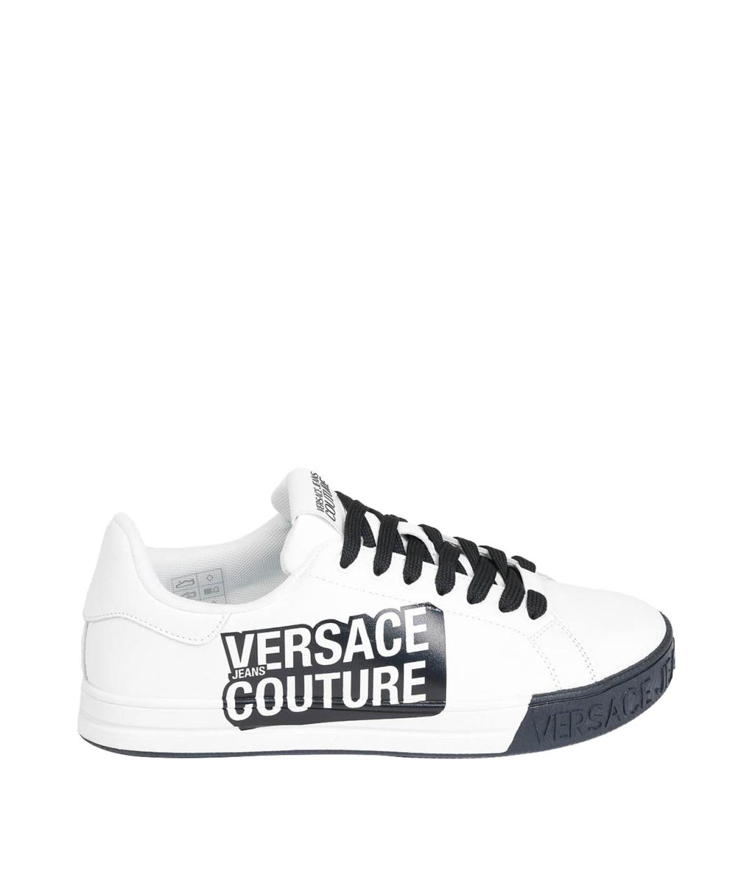 VERSACE JEANS COUTURE Белые кожаные низкие кроссовки / кеды, фото 1