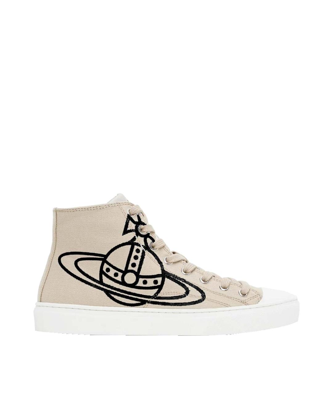 VIVIENNE WESTWOOD Бежевые текстильные высокие кроссовки / кеды, фото 1