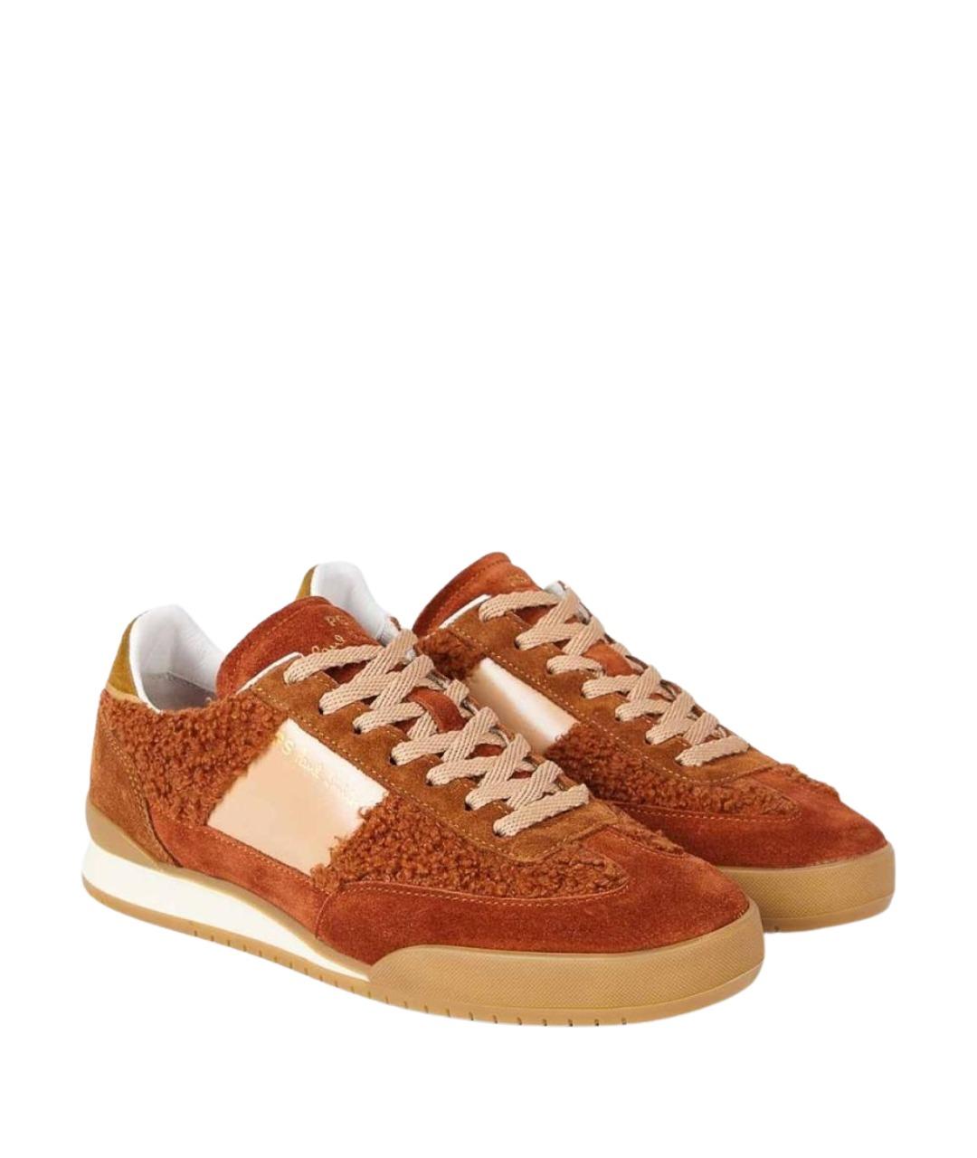 PAUL SMITH Коричневые кожаные кроссовки, фото 2