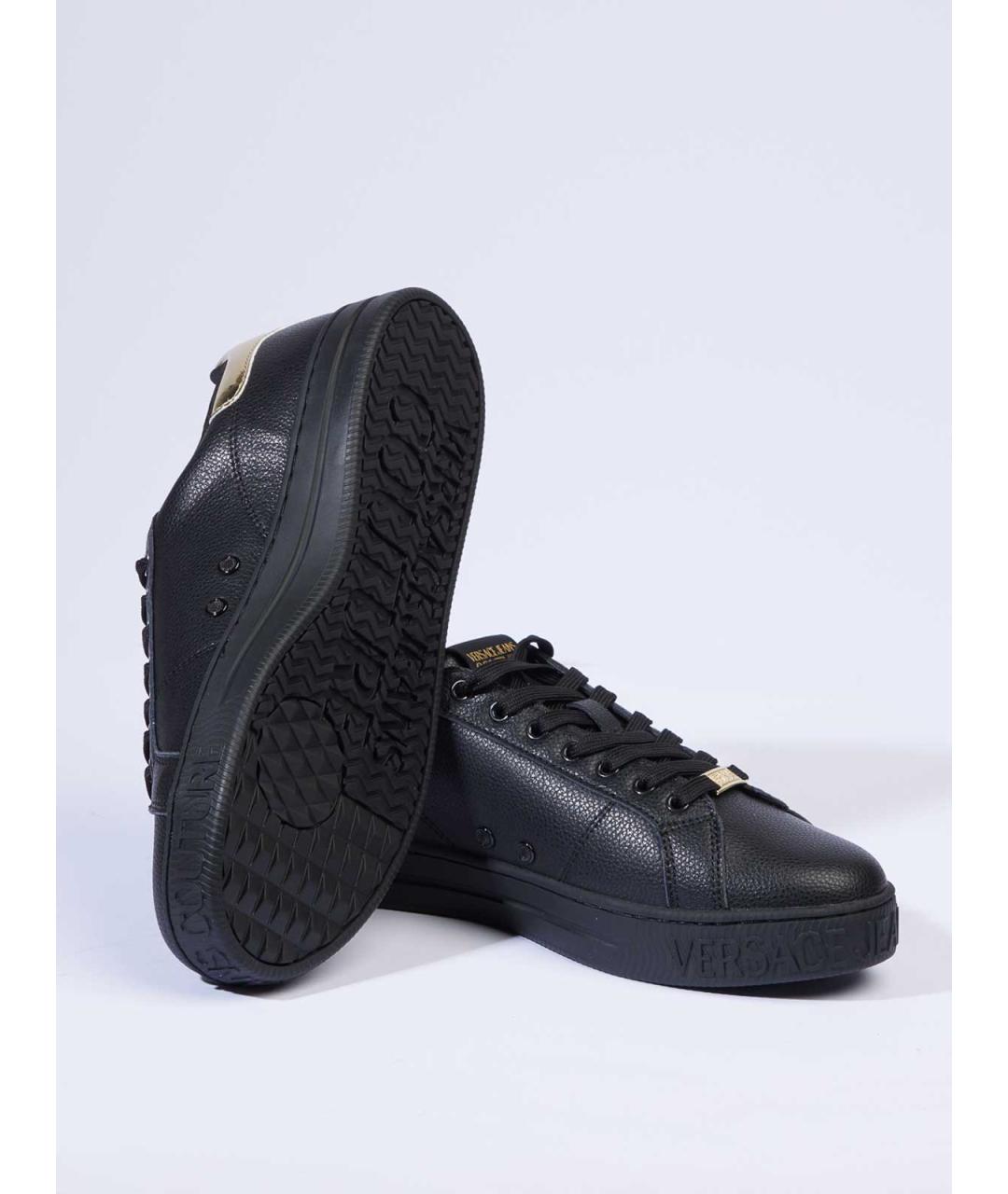 VERSACE JEANS COUTURE Черные кожаные низкие кроссовки / кеды, фото 6