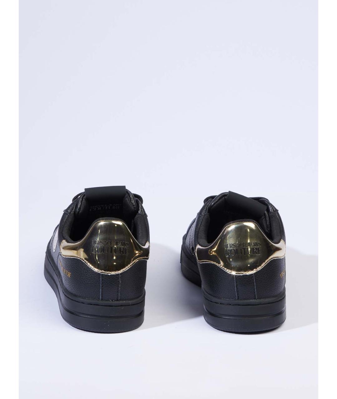 VERSACE JEANS COUTURE Черные кожаные низкие кроссовки / кеды, фото 5