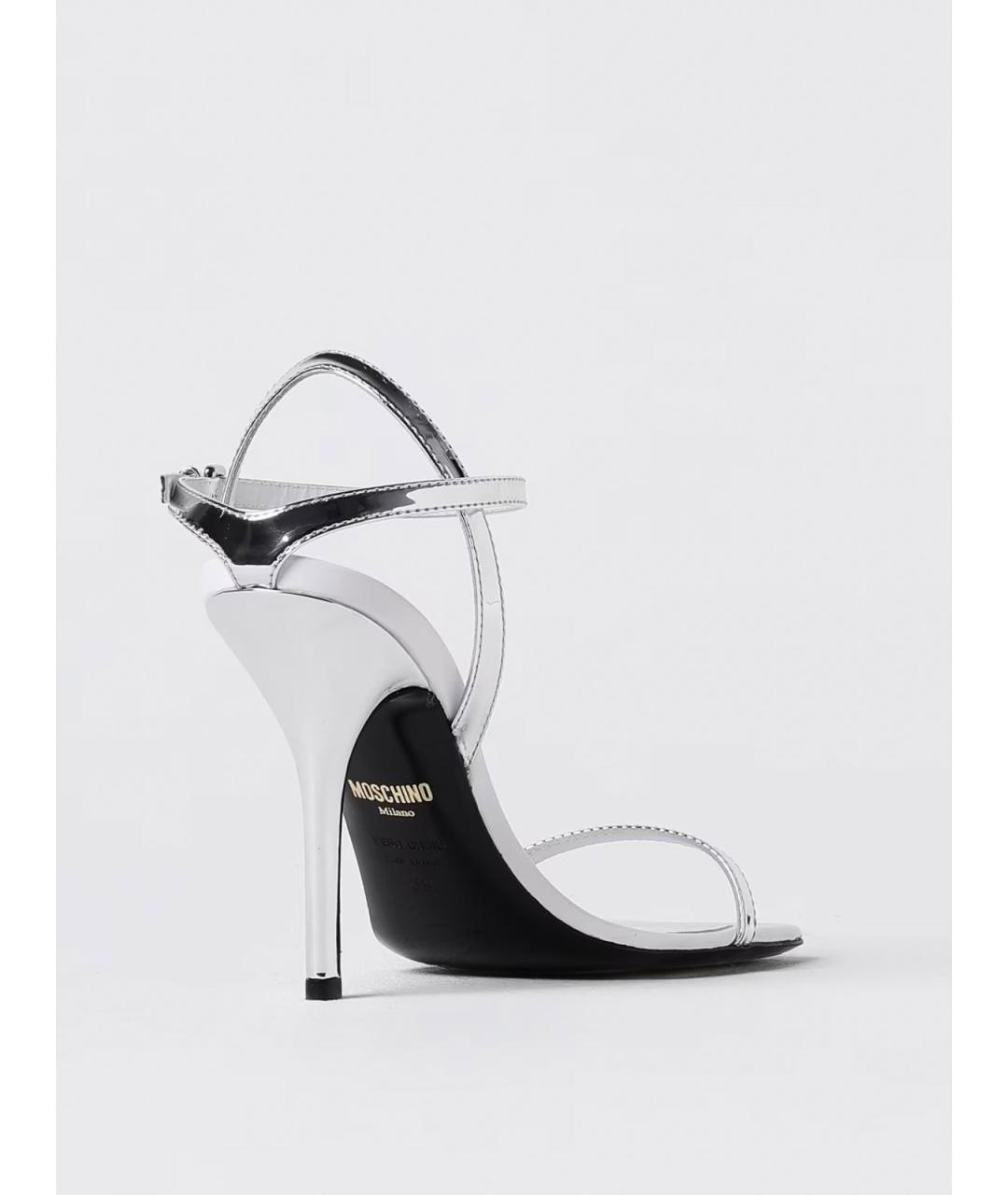 MOSCHINO Серебряные кожаные босоножки, фото 3