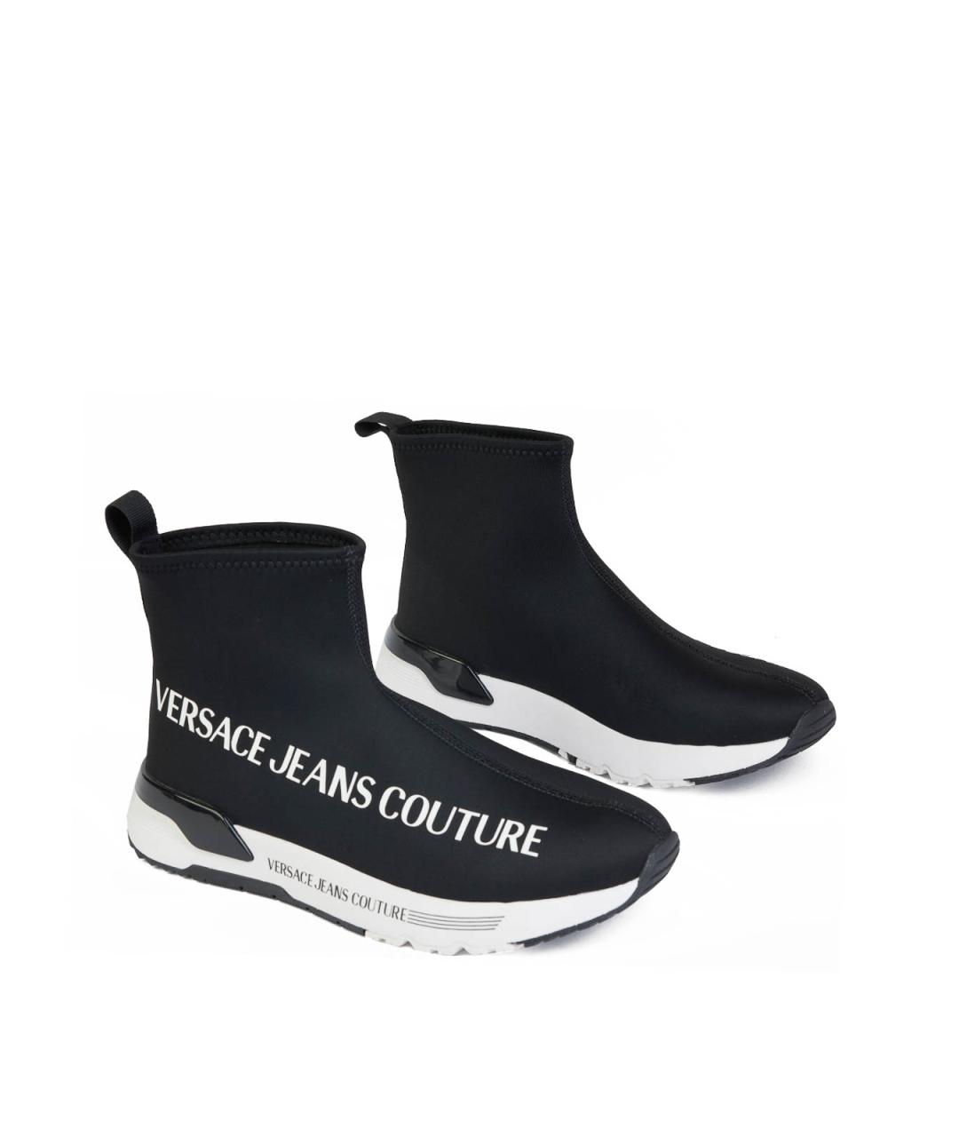 VERSACE JEANS COUTURE Черные резиновые низкие кроссовки / кеды, фото 3