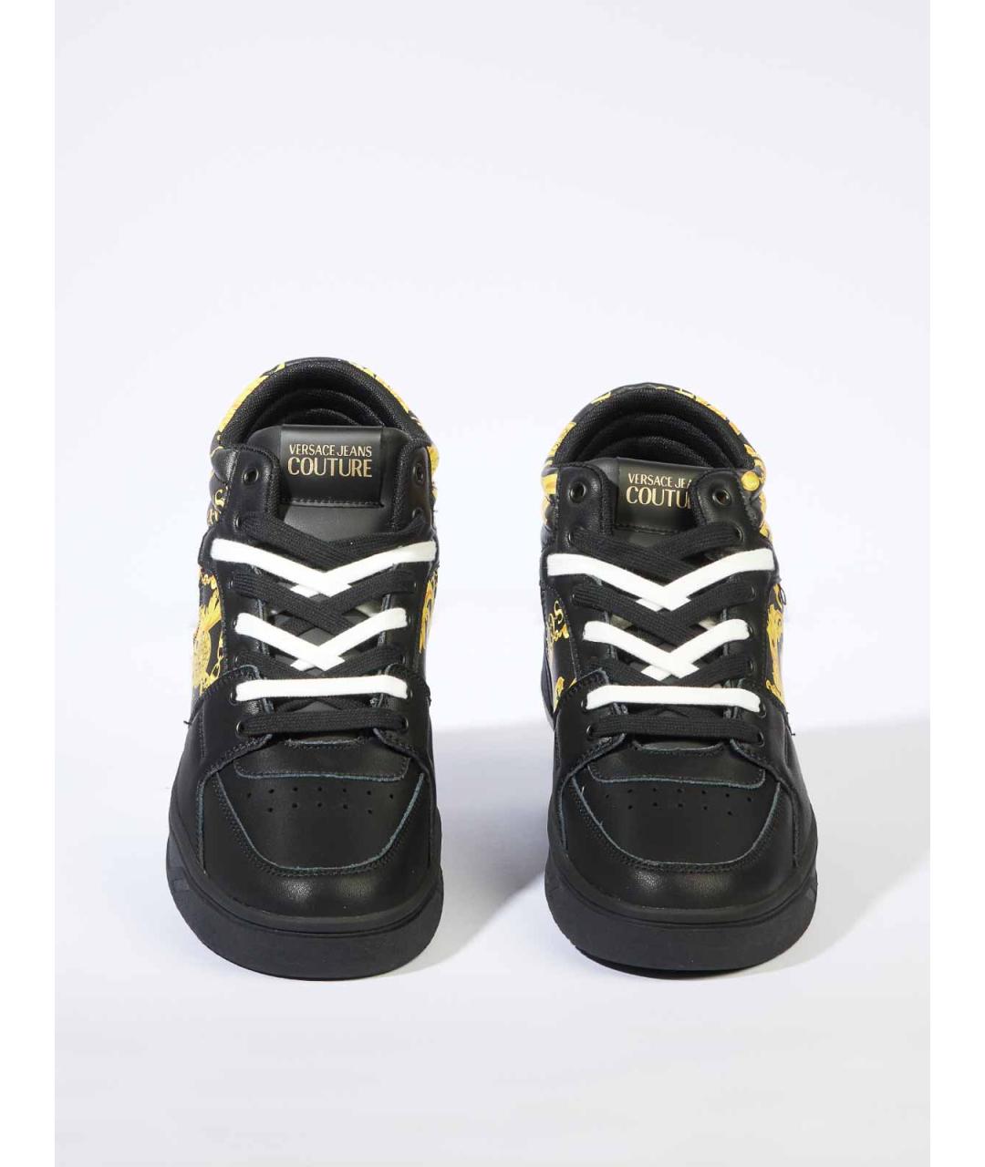 VERSACE JEANS COUTURE Черные кожаные низкие кроссовки / кеды, фото 4