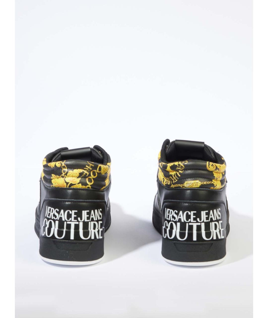 VERSACE JEANS COUTURE Черные кожаные низкие кроссовки / кеды, фото 5