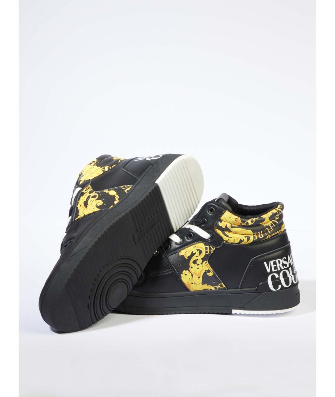 VERSACE JEANS COUTURE Черные кожаные низкие кроссовки / кеды, фото 6