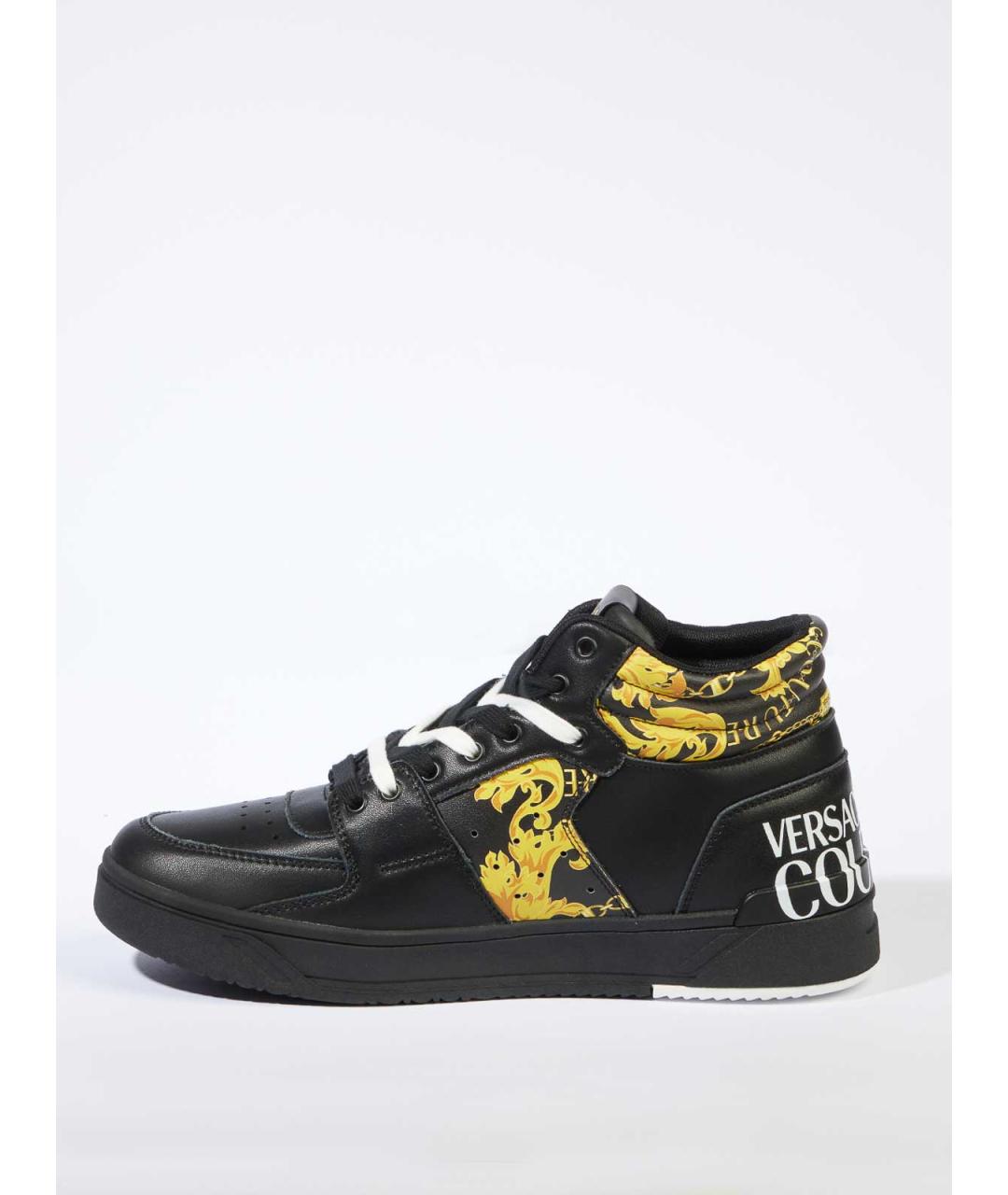 VERSACE JEANS COUTURE Черные кожаные низкие кроссовки / кеды, фото 2
