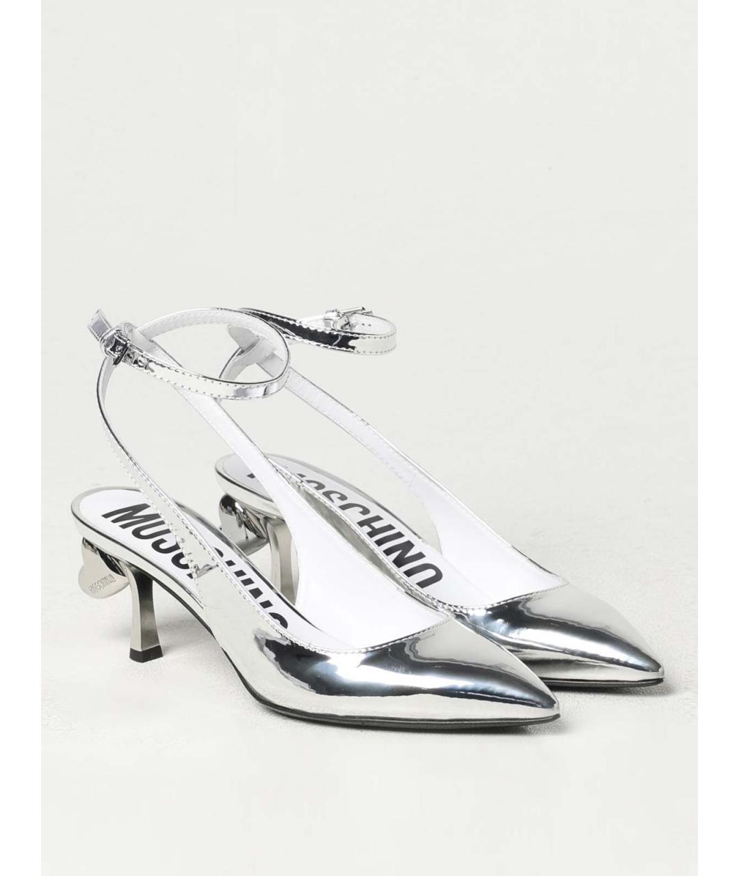 MOSCHINO Серебряные кожаные туфли, фото 2